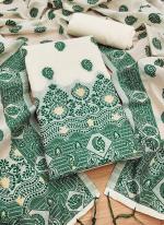 Banarasi Cotton Green Traditional Wear Embroidery Work Dress Material